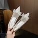 Women's Sexy Fairy Single Shoes White Wedding Dress Shoes With Bows High Heels New Style Mesh_vogvips.com