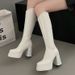 Korean Style V-Cut Knight 2025 New Small Size Tube Thick Sole Over-the-Knee High Heel Long Boots For Women Ins_vogvips.com