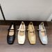 Vintage Style Chunky Heel Single For Women Soft Leather Loafers 2025 Spring New Square Toe Shallow Mouth One-Strap Mary_vogvips.com