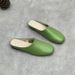 Artistic Handmade Genuine Leather New Model Closed-toe Slip-on Simple Retro Lazy Slippers With Soft Sole Cowhide_vogvips.com