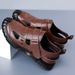 Men's Sandals 2025 Summer New Hollow Breathable Hole Men's Leather Anti Slip Casual Versatile Dad Shoes_vogvips.com