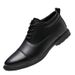 Male Round Head Shallow Mouth First Layer Work Leather Shoes Lace-up Casual Men Professional Formal Men_vogvips.com