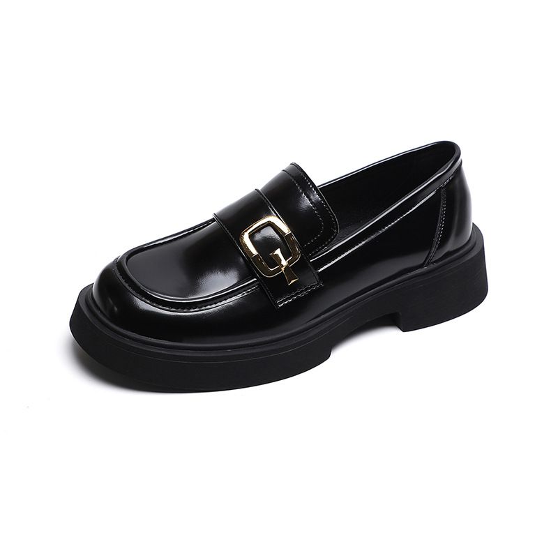 Platform Loafers Women's New Spring Retro British Style Small Leather Shoes Thick Heel Soft Sole Single Shoes Women's Large Size_vogvips.com