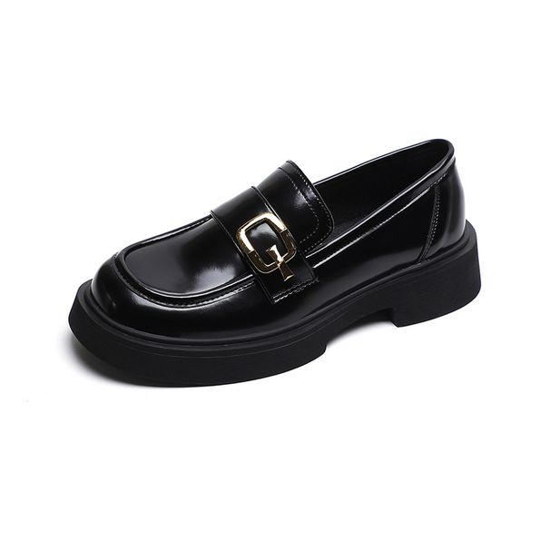 Platform Loafers Women's New Spring Retro British Style Small Leather Shoes Thick Heel Soft Sole Single Shoes Women's Large Size_vogvips.com
