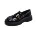 Platform Loafers Women's New Spring Retro British Style Small Leather Shoes Thick Heel Soft Sole Single Shoes Women's Large Size_vogvips.com