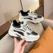 2023 Women's Trendy Chunky Casual Sports Shoes White Leather round Toe Fashionable Versatile Running Shoes for Dropshipping_vogvips.com