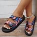 European And American Foreign Trade Large-size Buckle Light Foam Sole Slip-on Women, Colorful Graffiti Beach Sandals For_vogvips.com