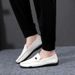 Euro Step Black White Men's Versatile Slip-On High-End Leather Shoes Trendy Loafers Lazy_vogvips.com