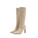 Over-the-Knee Women's 2025 New Autumn Winter High Heels Long Pointed Toe Chunky Heel Mid-Calf Boots_vogvips.com