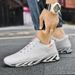 Autumn Couple Sports Trendy Flyknit Fish Scale Mesh Running Breathable Large Size Men's Shoes_vogvips.com