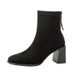 2024 Autumn Winter New Small Square Toe Chunky Slimming Elegant Suede Short For Women French Style Versatile High Heel_vogvips.com