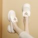 Genuine Thick-Soled White Loafers 2026 New Model Bow High-Heeled Small Leather Round-Toe Slip-On Platform Shoes_vogvips.com