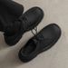 ShoeVault Men's 2025 New Casual Leather Spring Summer Breathable Black Martin Versatile Thick Sole Derby Shoes_vogvips.com