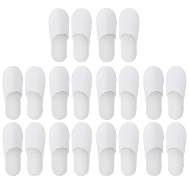 10pairs Spa Brushed Plush Closed-toe Disposable Slippers Men And Women Suitable For Families Guest Hotel Tra_vogvips.com