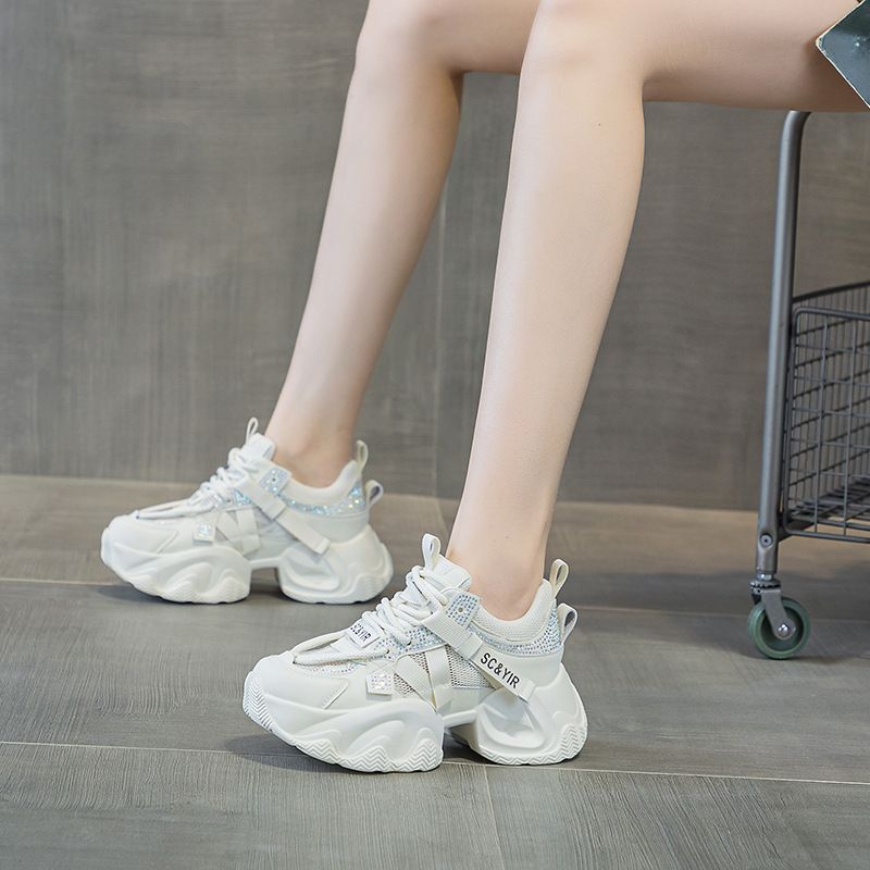 Dad, The Inner Height Of The Thick Sole Of The Shoes Has Increased By 8cm. Casual Versatile Style Lace-up Women_vogvips.com