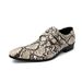 Cross-Border Snake Pattern Small Buckle Trendy Business Formal Slip-On Men's Leather Shoes British Pointed Toe_vogvips.com