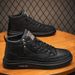 Men's High-Top Casual Shoes - Classic British Style Round-Toe Sneakers With Waterproof PU Upper Autumn & Summer Wear Waterproof Martin Boots Trendy_vogvips.com