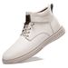 Men's Casual Board Shoes With Fleece Niche Popular Large-size Leather Couple Heightening Leather Boots_vogvips.com