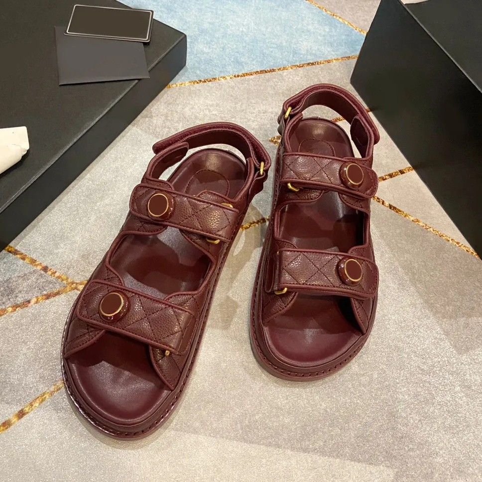 In-Stock C-Brand Velcro For Women, Summer Outdoor Wear, 2025 New Model, New-Style Thick-Soled Genuine Leather Flat_vogvips.com
