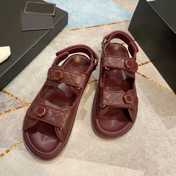 In-Stock C-Brand Velcro For Women, Summer Outdoor Wear, 2025 New Model, New-Style Thick-Soled Genuine Leather Flat_vogvips.com