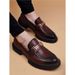 Euro Step New Thick-Soled Brogue Business Casual Height-Increasing Men's Leather Youth Breathable Slip-On Trendy British Pointed_vogvips.com