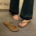 Plus Size Flip-Flops Summer Fashion Flat Mules Toe Clip Beach Shoes For Women High-End Feel_vogvips.com