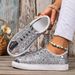 Summer Sequin New Front Tie Solid Color Plus Size Sneakers_vogvips.com