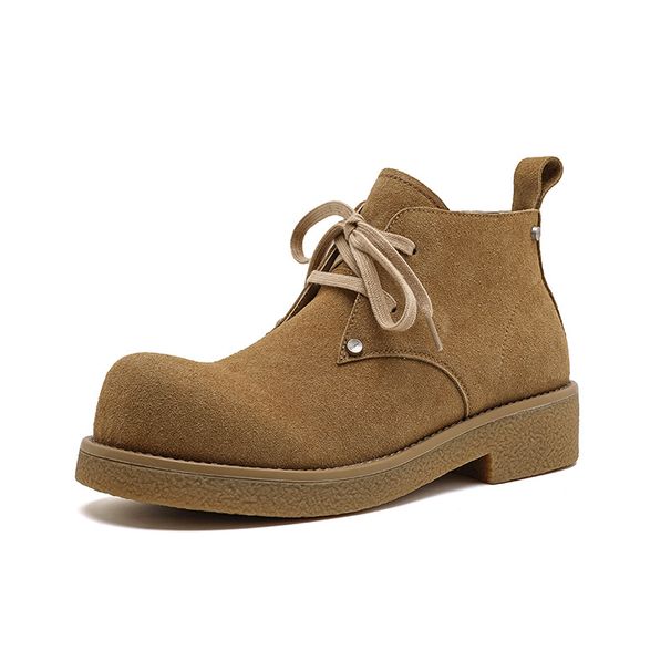 Spring Retro Heightening Martin Boots Japanese Big Head Derby Shoes Men's Tooling Boots Short Boots_vogvips.com