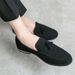 Suitable For All Seasons Tassel Small Suede Loafers 2025 New Style Young Military Green British Men Leather Shoes_vogvips.com