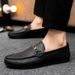 Waterproof Leather Casual One Foot Loafers, Handcrafted Business Low Cut Black British Men's Shoes, Flat Bottomed Thick_vogvips.com