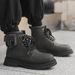 Martin Boots Men's Tooling Mountaineering Boots High-top Thick-soled Heightening Rhubarb Boots Locomotive Leather Boots_vogvips.com