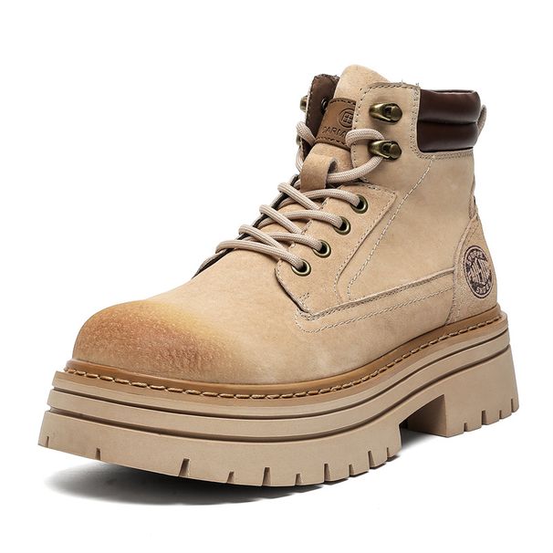 Thick-soled Heightening Rhubarb Boots, Men's And Women's Martin Boots, Casual Mountaineering Kicks, Not Bad Tooling Boots_vogvips.com