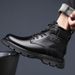 Men's Martin Boots Winter Fleece-Lined High Top British Style Black Work Motorcycle Leather Boots Casual Cotton Shoes Co_vogvips.com