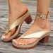 Caual Silver Pu Strap Flip Flop Vintage Round Toe High Heel Slip On Sandal Women 2025 Summer Elegant Shoe For_vogvips.com