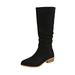 Women's Autumn New Style Plus Size Suede Slouch Boots With Pleated Chunky Heel And Pointed Toe, Over The Knee Boots_vogvips.com