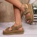 Plus Size Summer Platform Sandals Suede Velcro Closure Buttons Style Women's Shoes_vogvips.com