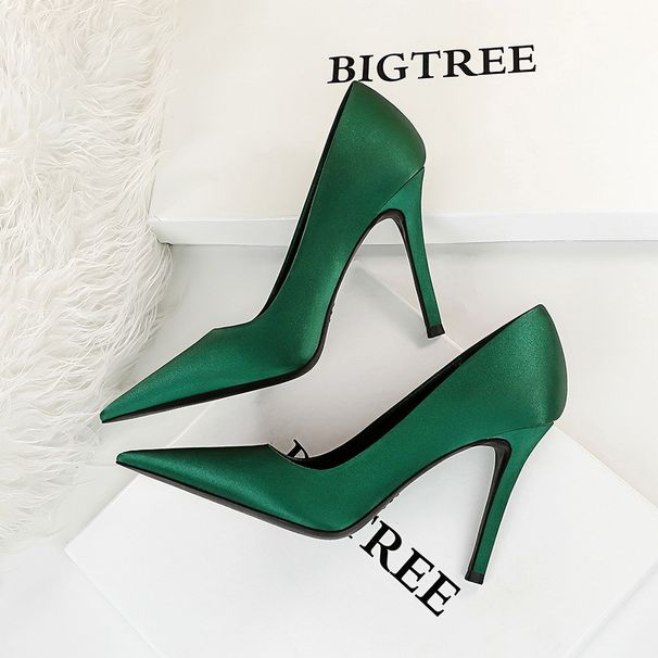 Fashion simple super high heels slim heels shallow mouth pointed sexy nightclub slim satin women's single shoes_vogvips.com