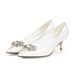 Low Heeled Rhinestone Maternity Wedding Dress Bridesmaid Shoes Plus Size 43 White_vogvips.com