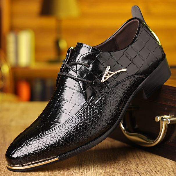 Autumn Large Size Formal Men's Business Casual Lace-up Pointed Low-top Single Leather Shoes_vogvips.com