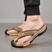 Fashion Classic Four Seasons Top Layer Cowhide Large Size Herringbone Outdoor Room Men's Cool Slippers_vogvips.com
