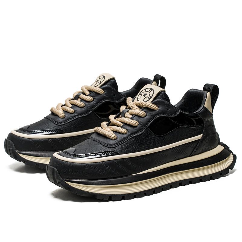 Men's Spring Trendy Brand High-End Versatile Big-Toe Sports Running Casual Thick-Soled Height-Increasing Black Dad Shoes_vogvips.com