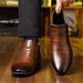Men's Fashion Chelsea Boots With Side Zipper & Embossed Pattern - PU Leather Casual Boots For Men_vogvips.com