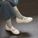 Elegant And Comfortable Sporty Ballet Mary Jane With Sheepskin Lining, Height-increasing, Mid-heel, Round Toe, Thick_vogvips.com