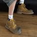 Retro Platform Men's Shoes Martin Boots Casual Tooling Boots Rhubarb Boots_vogvips.com