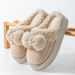 Autumn And Winter Warm For Women, Thickened Non-Slip Home Use Furry Slippers With Bow, Women's Outdoor Cotton Shoes_vogvips.com