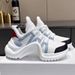 New Style Women's Dad Sneakers New Versatile Celebrity Style Bow Thick Sole Ins Trend Lace-up Height Increasing Casual Sports_vogvips.com