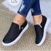 Round Head Thick Sole Side Zipper Low Top Single Shoes For Women Solid Color Large Size Pressure Pattern Board Shoes_vogvips.com