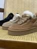 New 2025 Lace-Up Thick-Soled Low-Top Mel Genuine Leather Snow Boots With Fleece For Winter Warmth And Thickened_vogvips.com