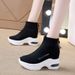Women's Chunky Sole Platform Sneakers - Breathable High-Top Lace-Up Shoes With Back Zipper For Casual & Sporty Style_vogvips.com