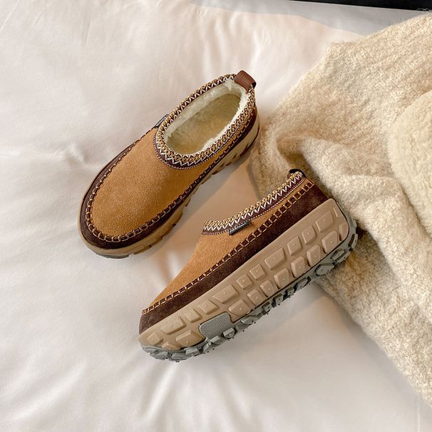 Ethic style Baotou half slippers, thick soled sow boots for wome, 2025 ew witer tire bottom with fleece, oe step_vogvips.com